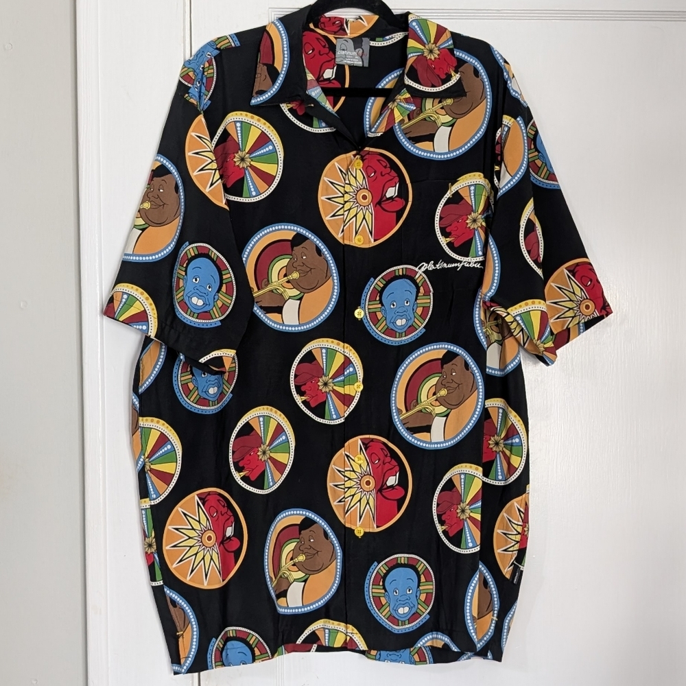 Platinum FUBU Fat Albert All-Over Print Button Up Shirt XL Oversized